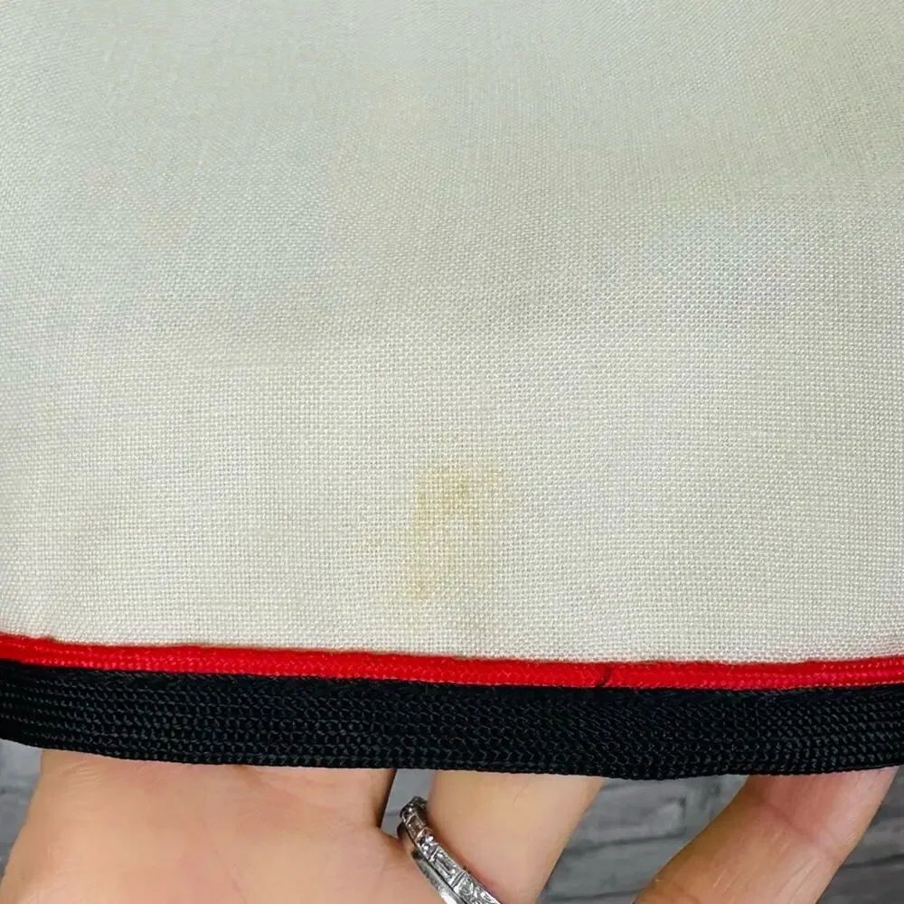 Vintage Christian Dior Linen Blend Jacket Size 6 Cream Black Red Classic Prep